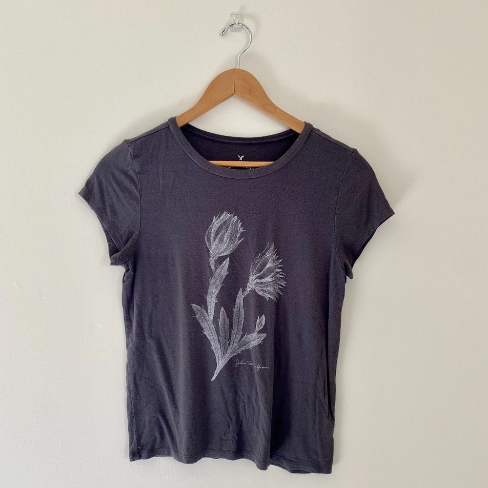 AMERICAN EAGLE Dark Gray Graphic Short Sleeve